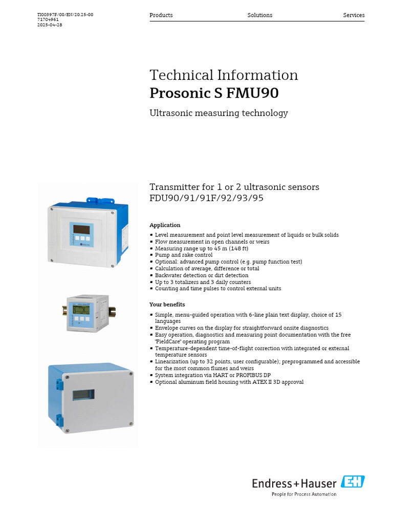 Ultrasonic Sensor Transmitter FDU90/91 | PDF | Power Supply | Sensor