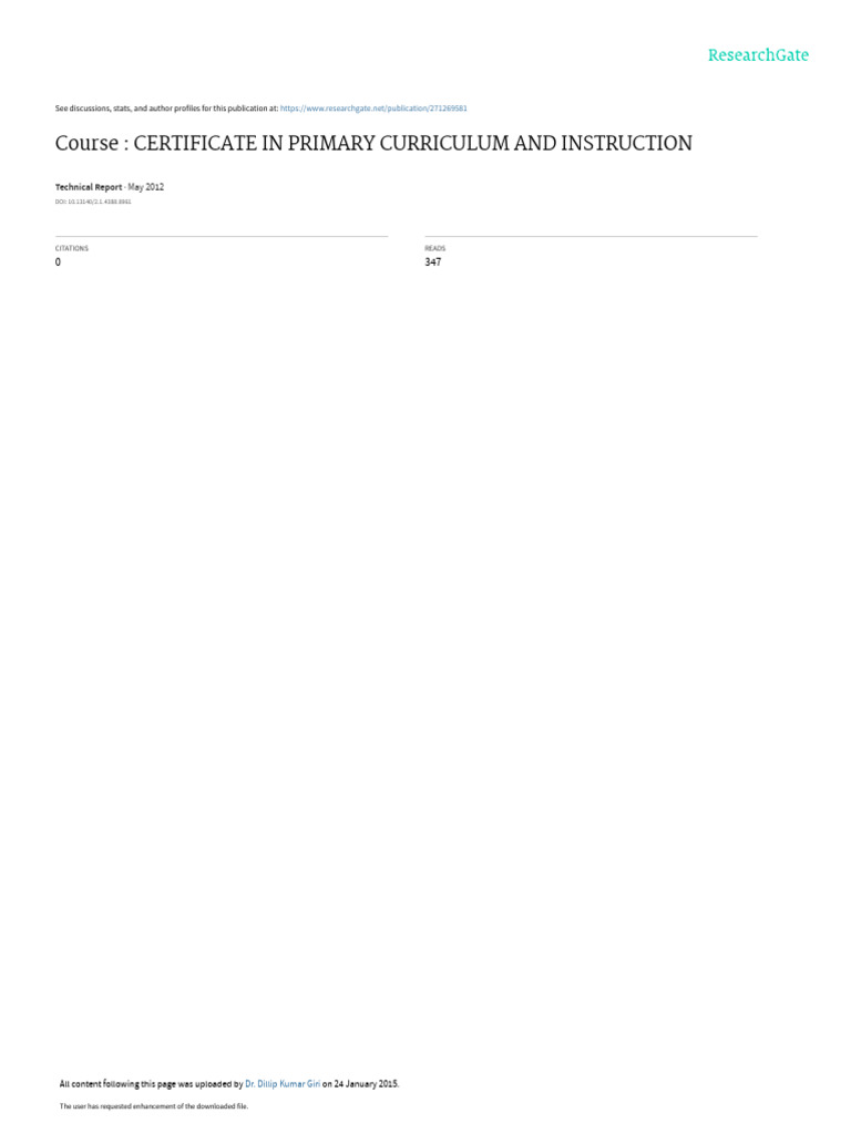 Certificate in Primary Curriculum and Instruction | PDF | Curriculum ...