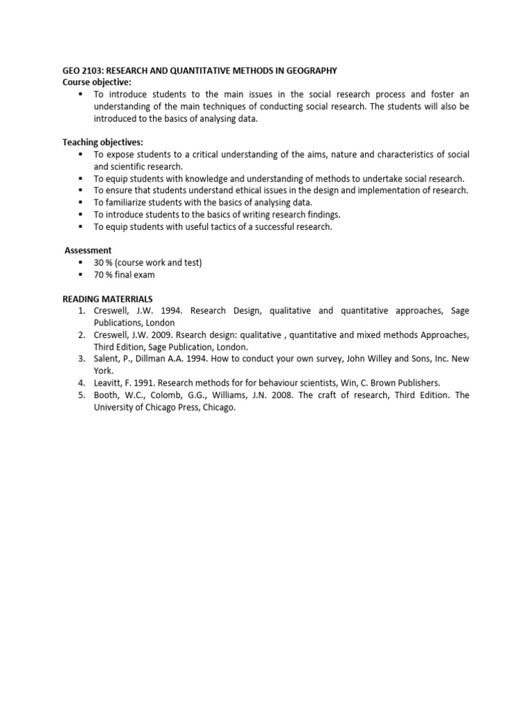 GEO 2103 - Research Methods Lecture Notes | PDF | Validity (Statistics ...
