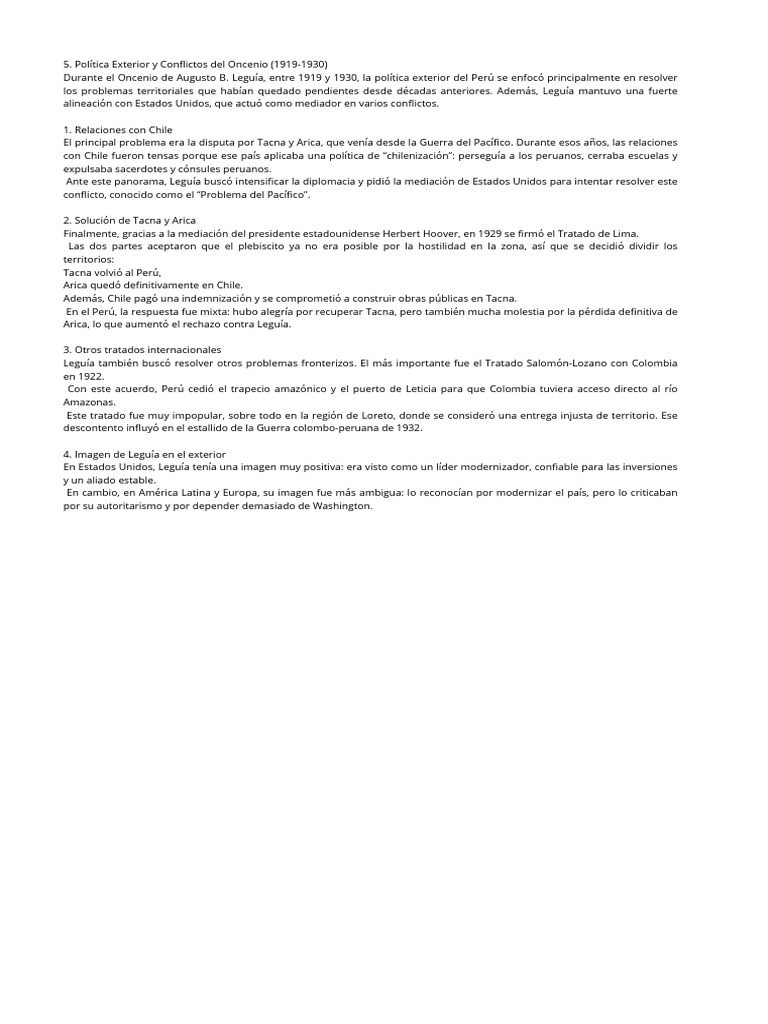 Durante El Oncenio de Augusto B. Leguía, Entre 1919 y
