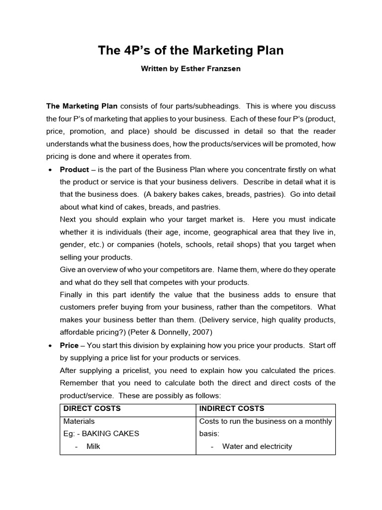 Understanding the 4P's of Marketing Plan | PDF | Cakes