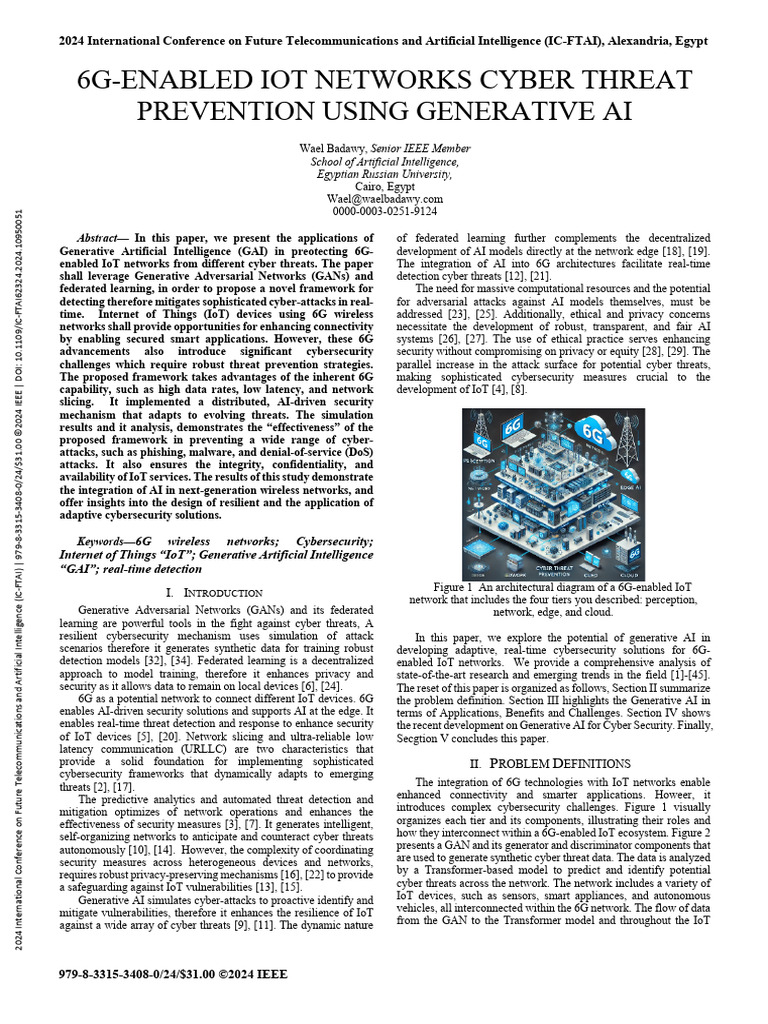 6G IoT Cybersecurity with Generative AI | PDF | Internet Of Things ...