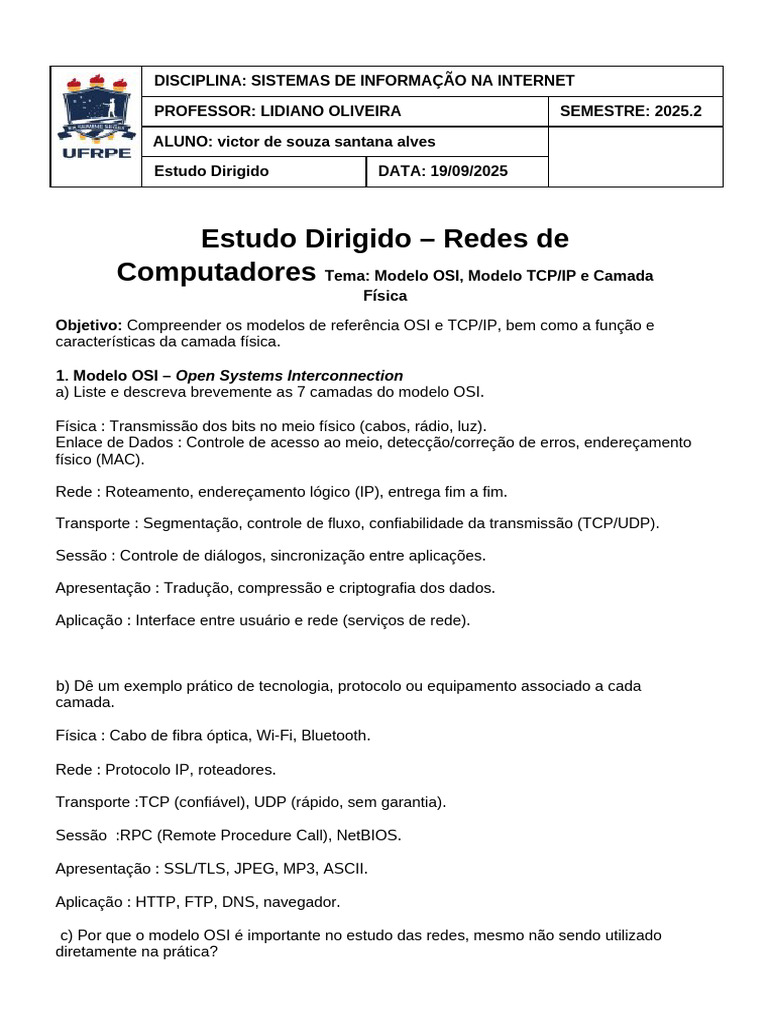 Modelos OSI e TCP/IP em Redes de Computadores | PDF | Modelo OSI ...