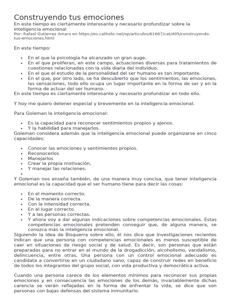 Inteligencia Emocional y Educación | PDF | Las emociones | Inteligencia ...
