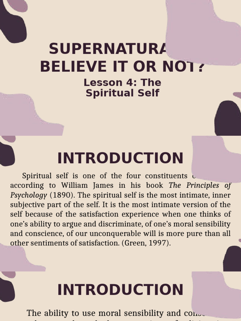 Understanding the Spiritual Self and Religion | PDF