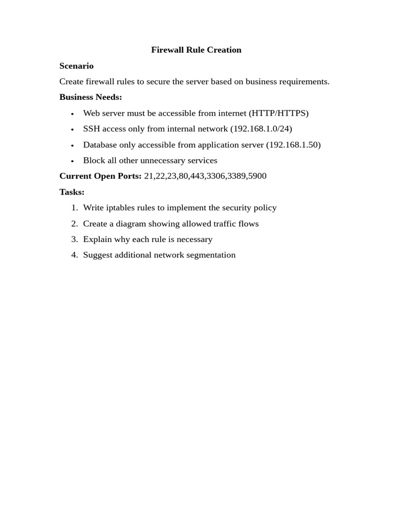 Firewall Rules for Server Security | PDF