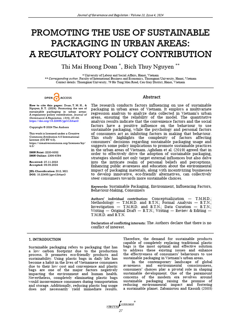 Sustainable Packaging Policies in Vietnam | PDF | Behavior | Consumer ...