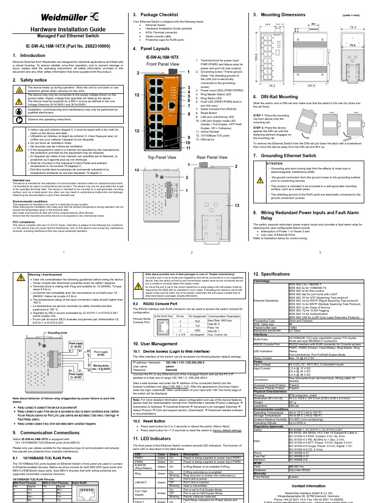 Ethernet Switch Installation Guide | PDF | Computer Standards ...