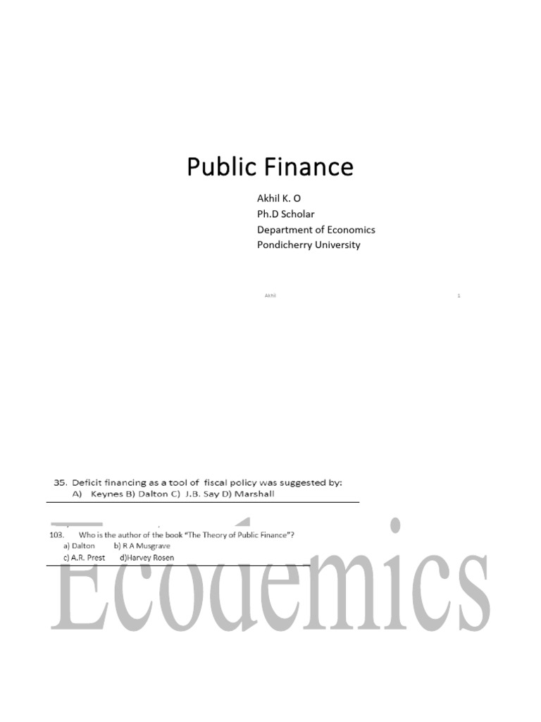 Overview of Public Finance in India | PDF | Taxes | Tax Rate