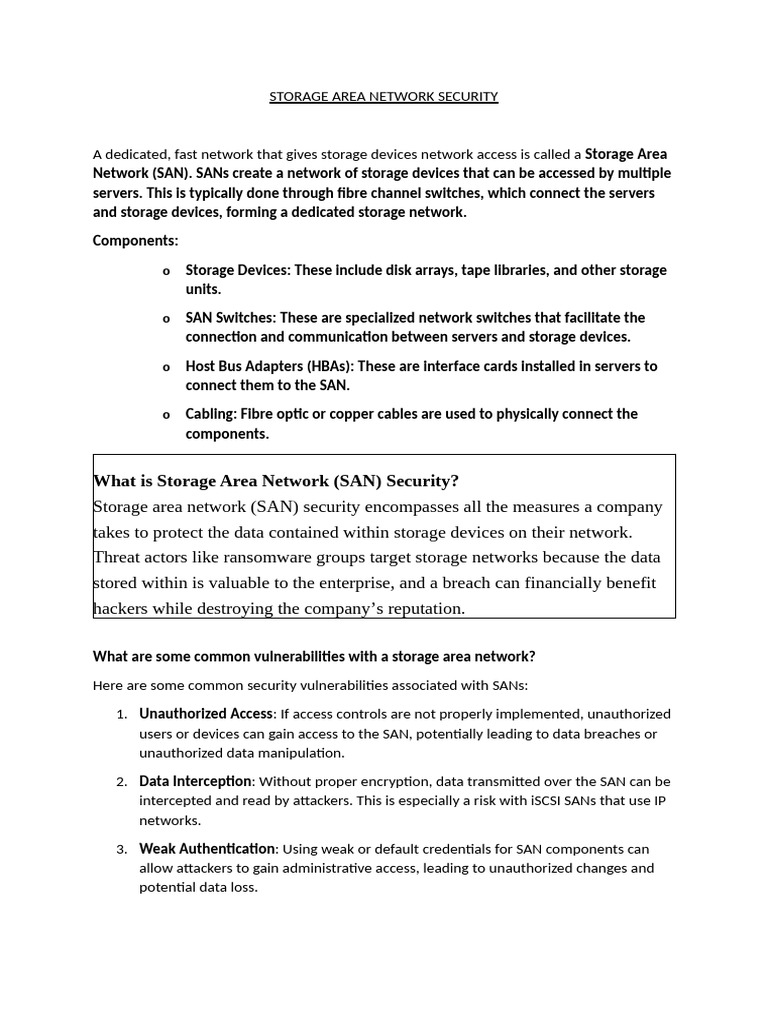 SAN Security: Protecting Data Integrity | PDF | Security | Computer ...