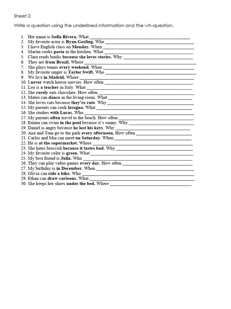 WH-Question Practice and Answers | PDF | Chess | Chess Theory