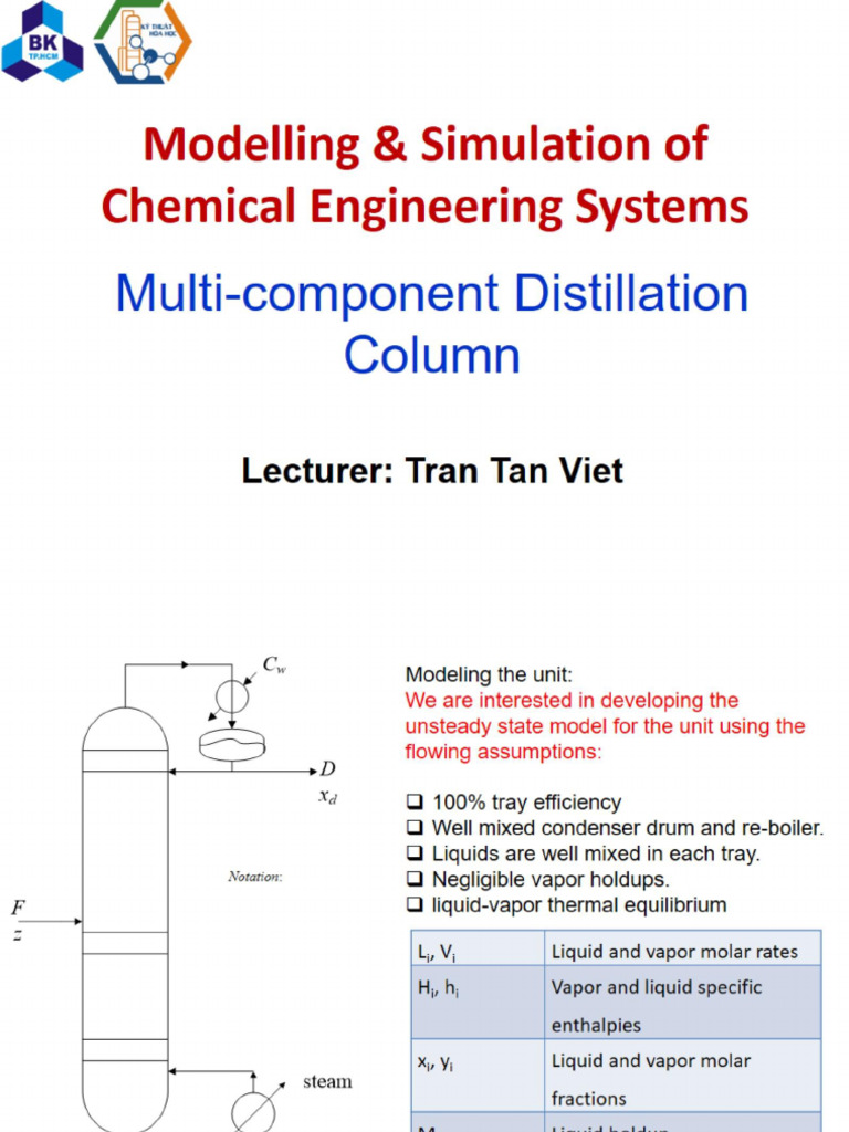 CH3133 - 6 - Example of Multi-Component Distillation Column - 2023 | PDF