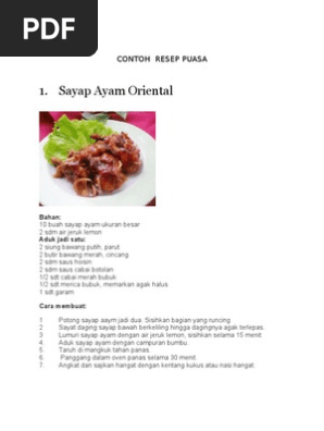 Contoh Resep Puasa