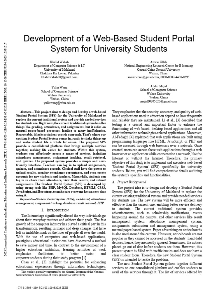 Development of A Web-Based Student Portal System For University ...