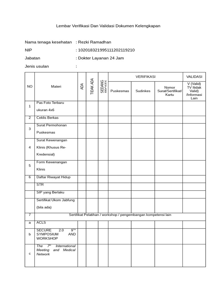 Lembar ceklis | PDF