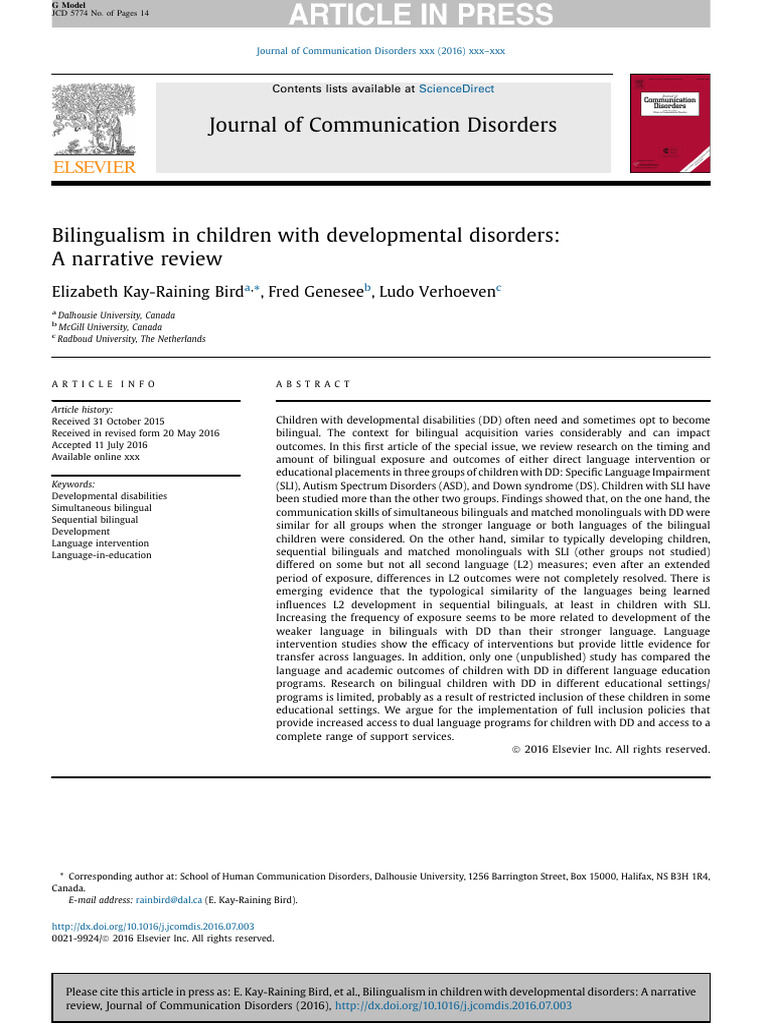 Bilingualism in Children with Disabilities | PDF | Second Language ...