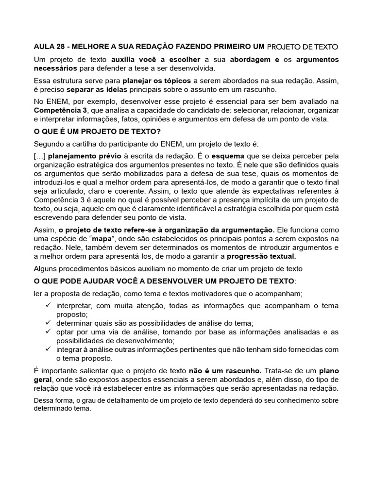 Como Criar um Projeto de Texto Eficaz | PDF