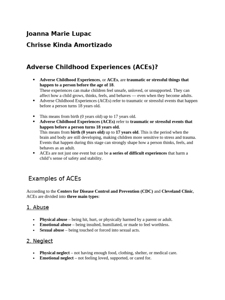 Understanding Adverse Childhood Experiences | PDF | Psychological ...