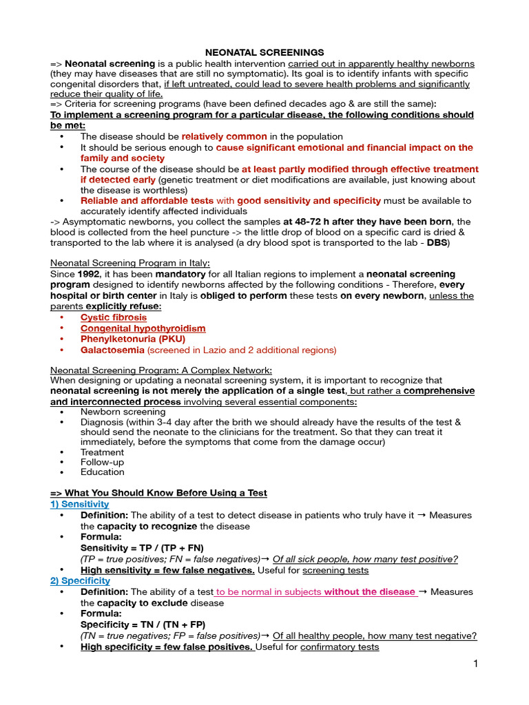 Essential Guide to Neonatal Screenings | PDF | Medical Specialties