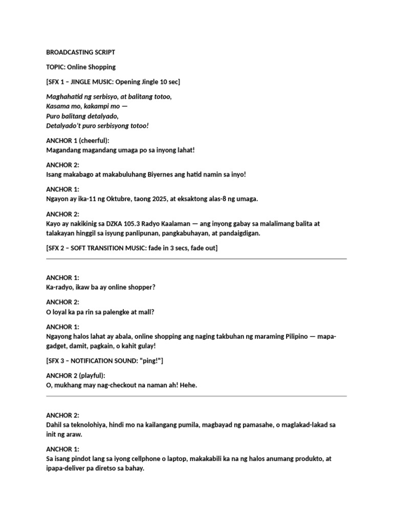 Apt Broadcasting Script | PDF