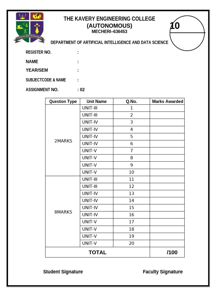 Am Assignment-2 Front Page | PDF