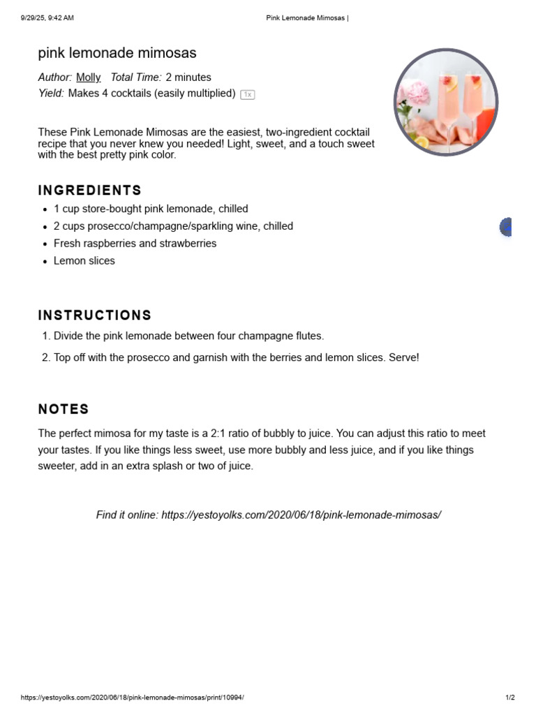 Pink Lemonade Mimosas | PDF