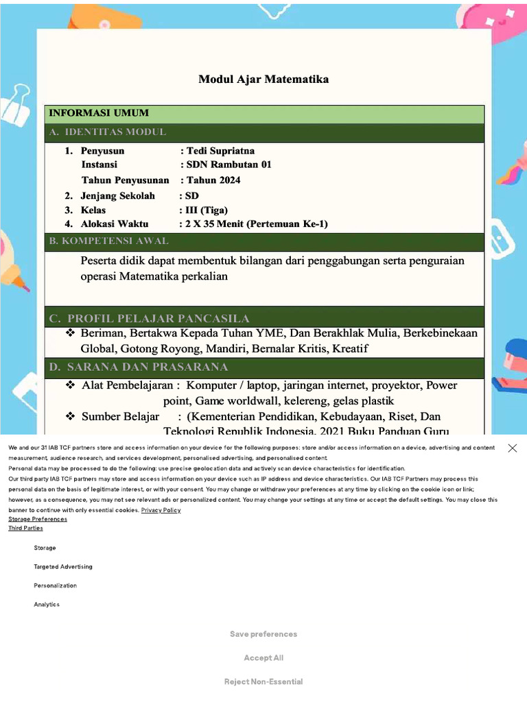 Modul Ajar Matematika Kelas III SD | PDF