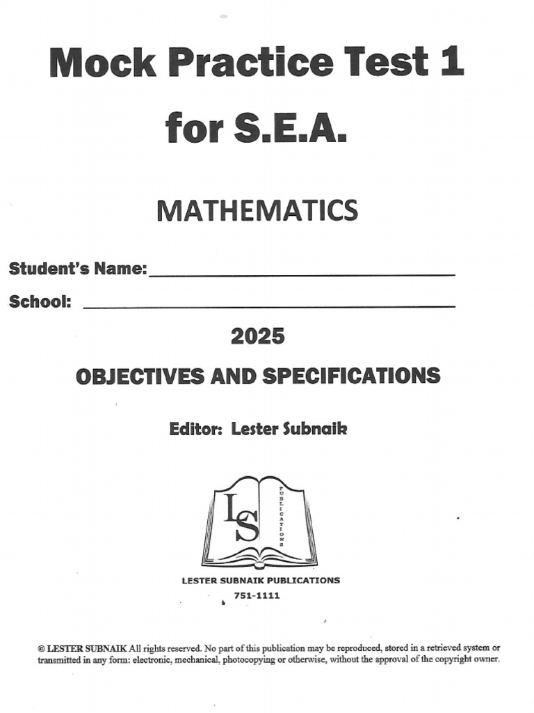 Subnaik Math Mock Test 1 | PDF