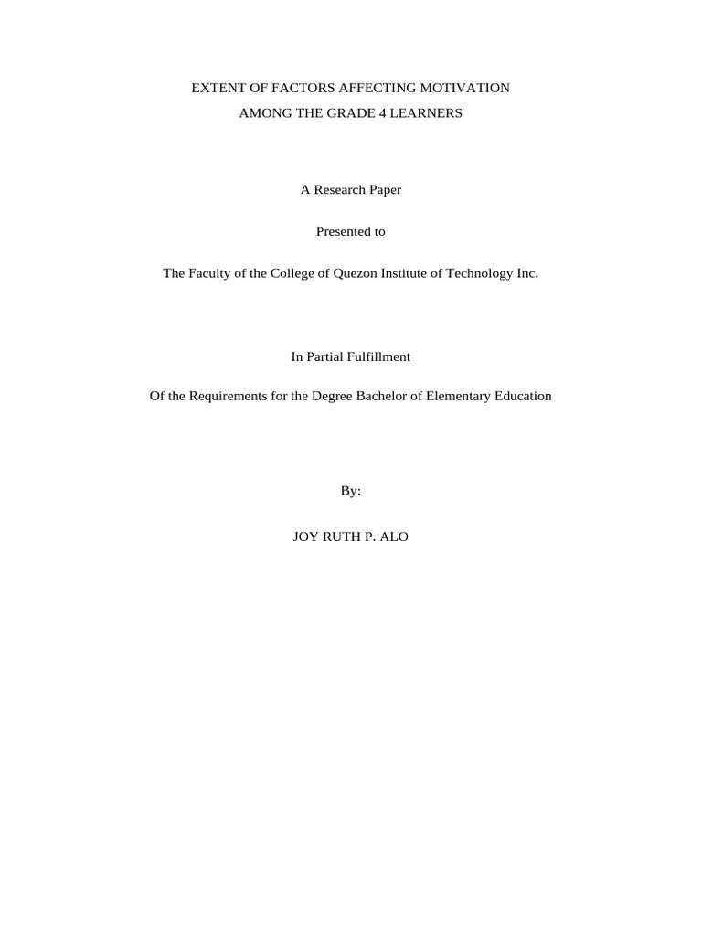 Extent of The Factors Affecting Motivation - Alo | PDF | Motivational ...