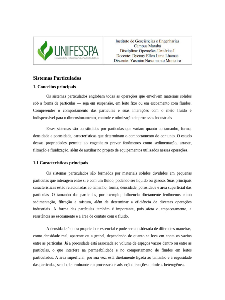 Sistemas Particulados na Engenharia Química | PDF | Engenharia Química ...