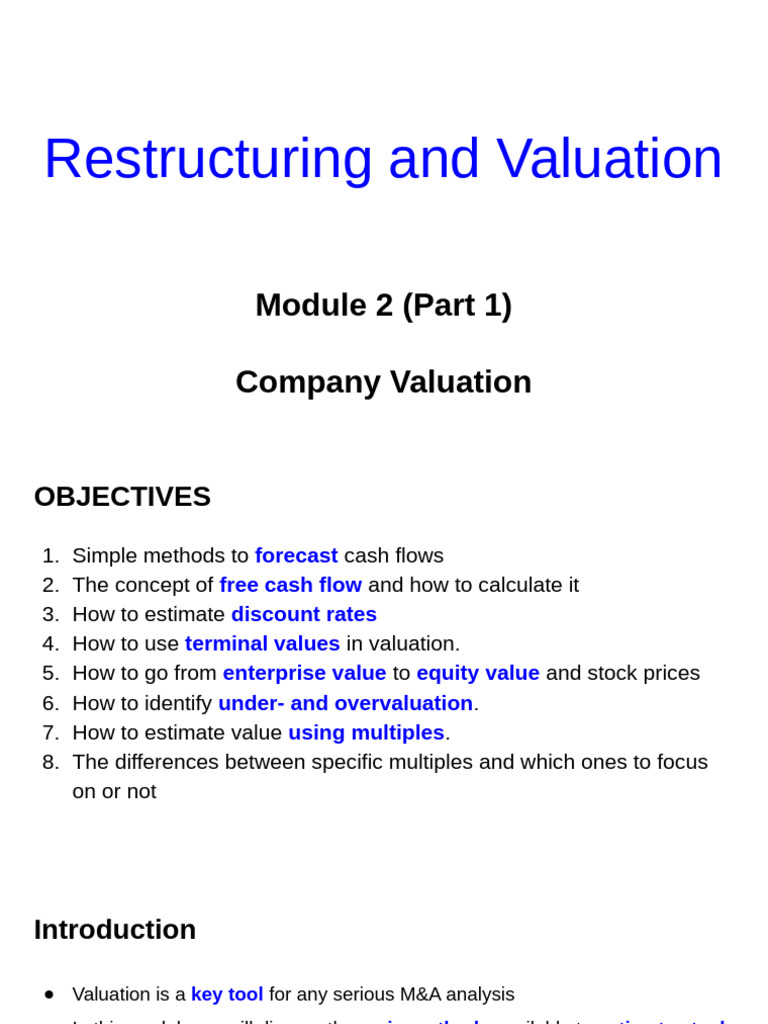 Part 1 - Module 2 - Company Valuation | PDF | Discounted Cash Flow ...