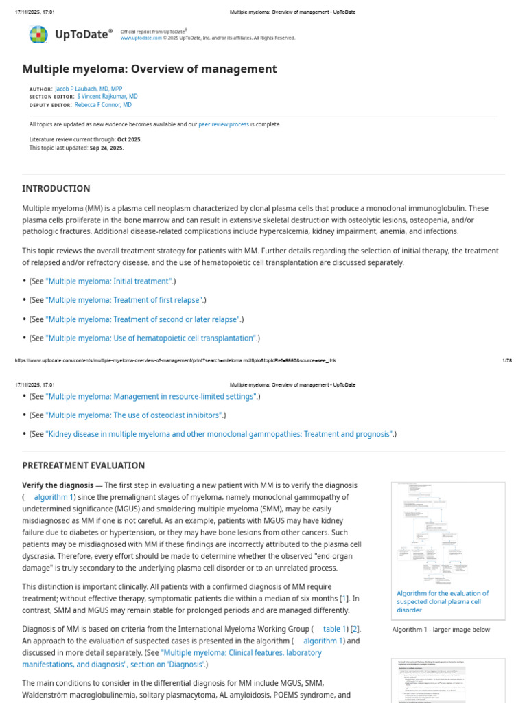 Multiple Myeloma - Overview of Management - UpToDate | PDF | Multiple ...