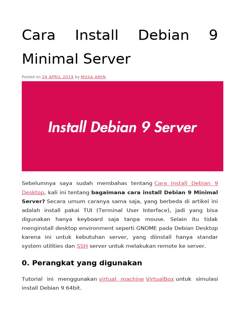 Panduan Install Debian 9 Minimal Server | PDF