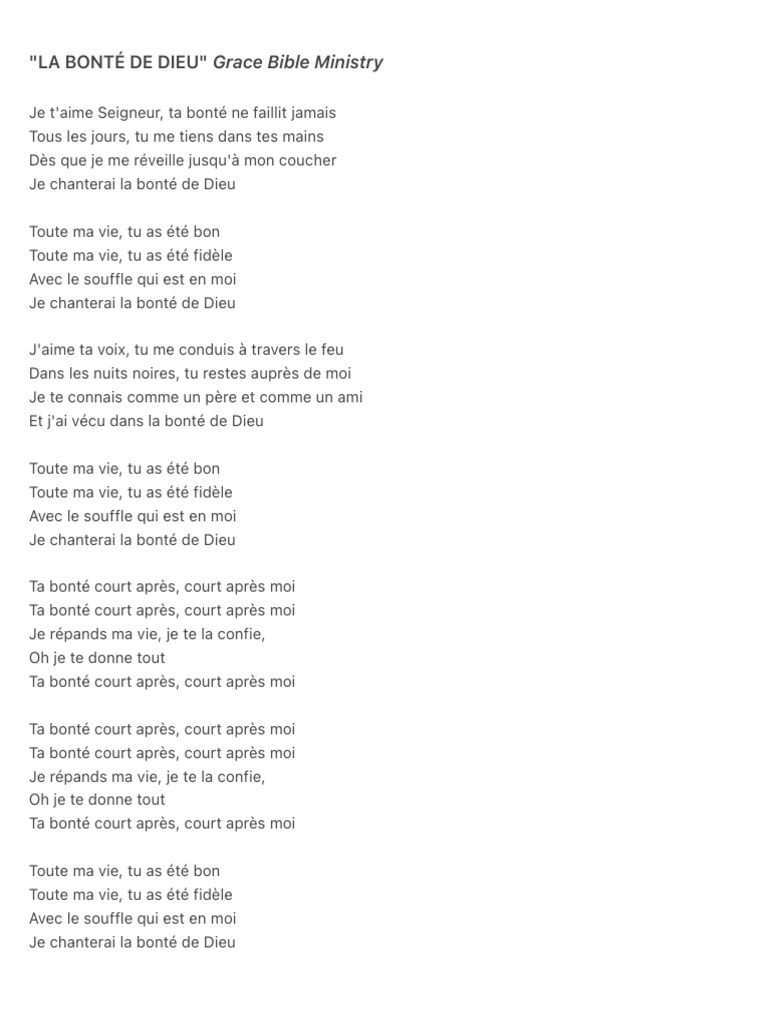 Chanter la bonté de Dieu | PDF
