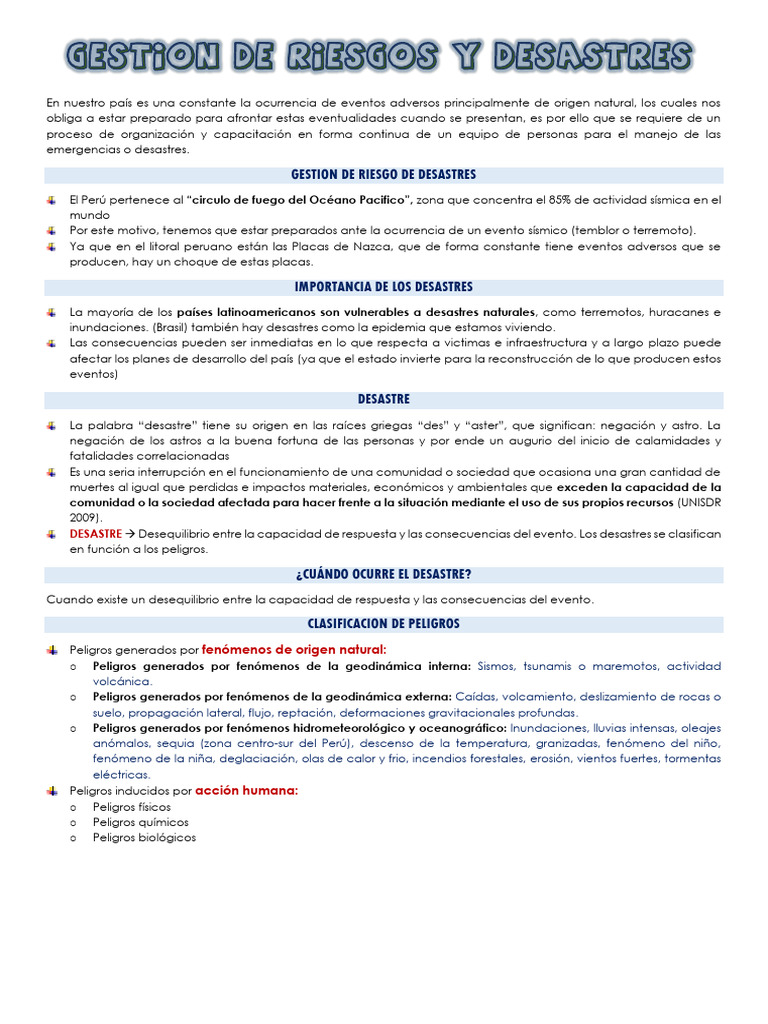 Gestión de Riesgo de Desastres en Perú | PDF | Reducción de Desastres ...