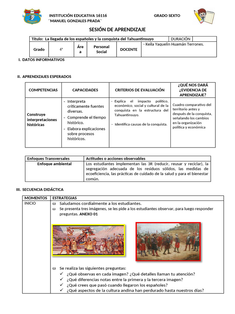 Sesión de Aprendizaje El Imperio Incaico | PDF | Imperio Inca ...