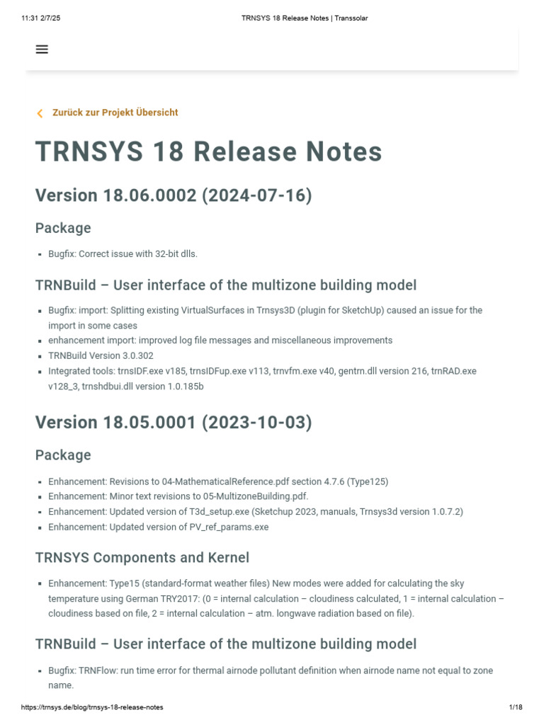 1.1 TRNSYS 18 Release Notes | PDF | Parameter (Computer Programming ...