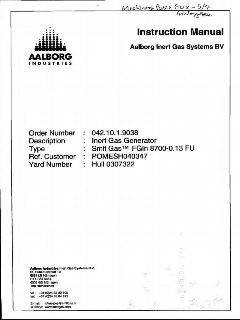 Aalborg Inert Gas Systems BV Instruction Manual | PDF | Valve ...