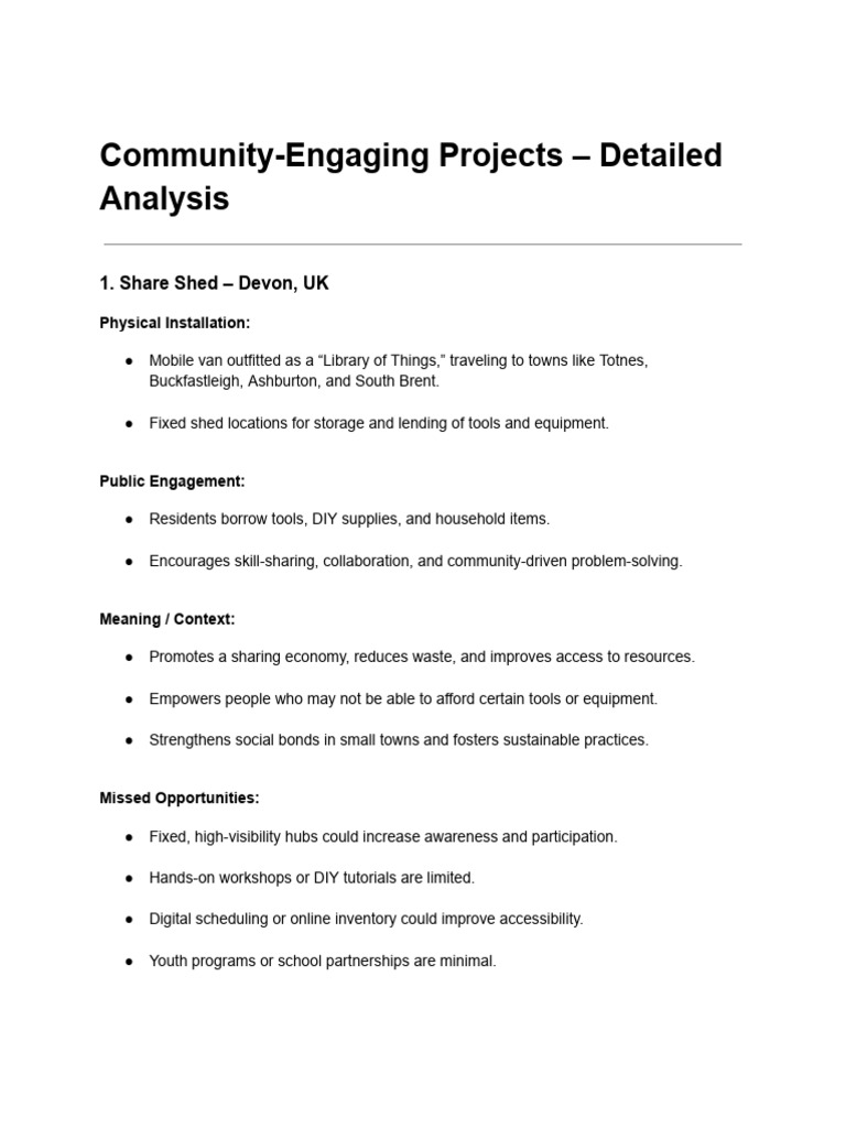 Community Projects for Engagement and Sustainability | PDF