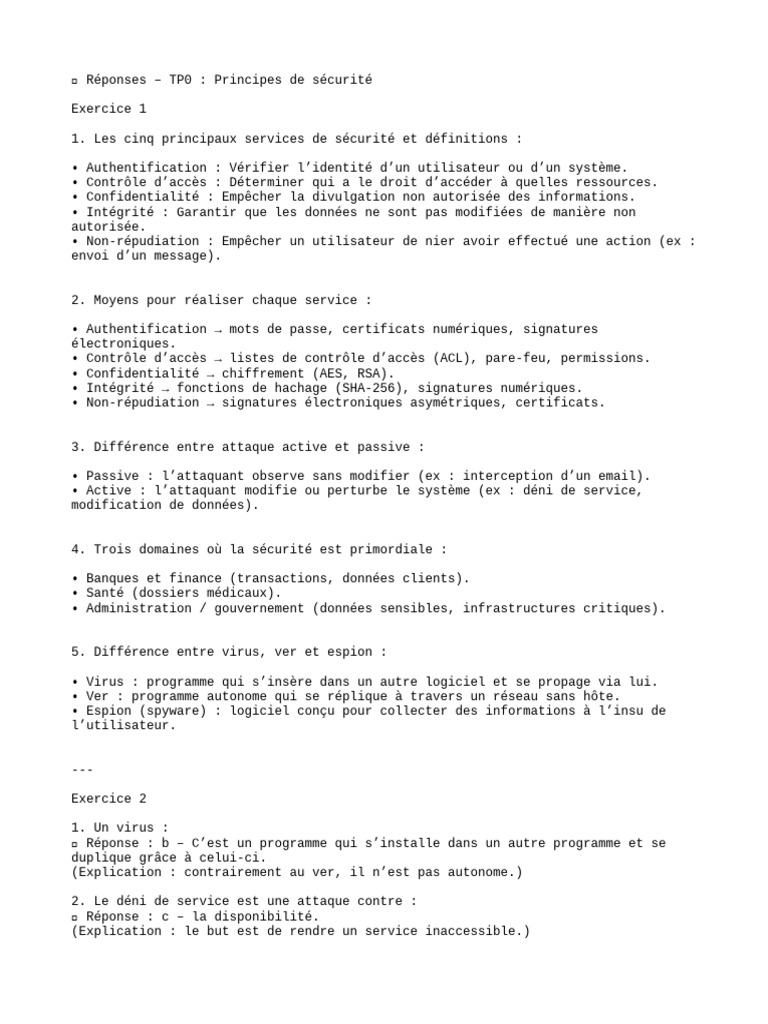 Principes de sécurité informatique essentiels | PDF | Public-key ...