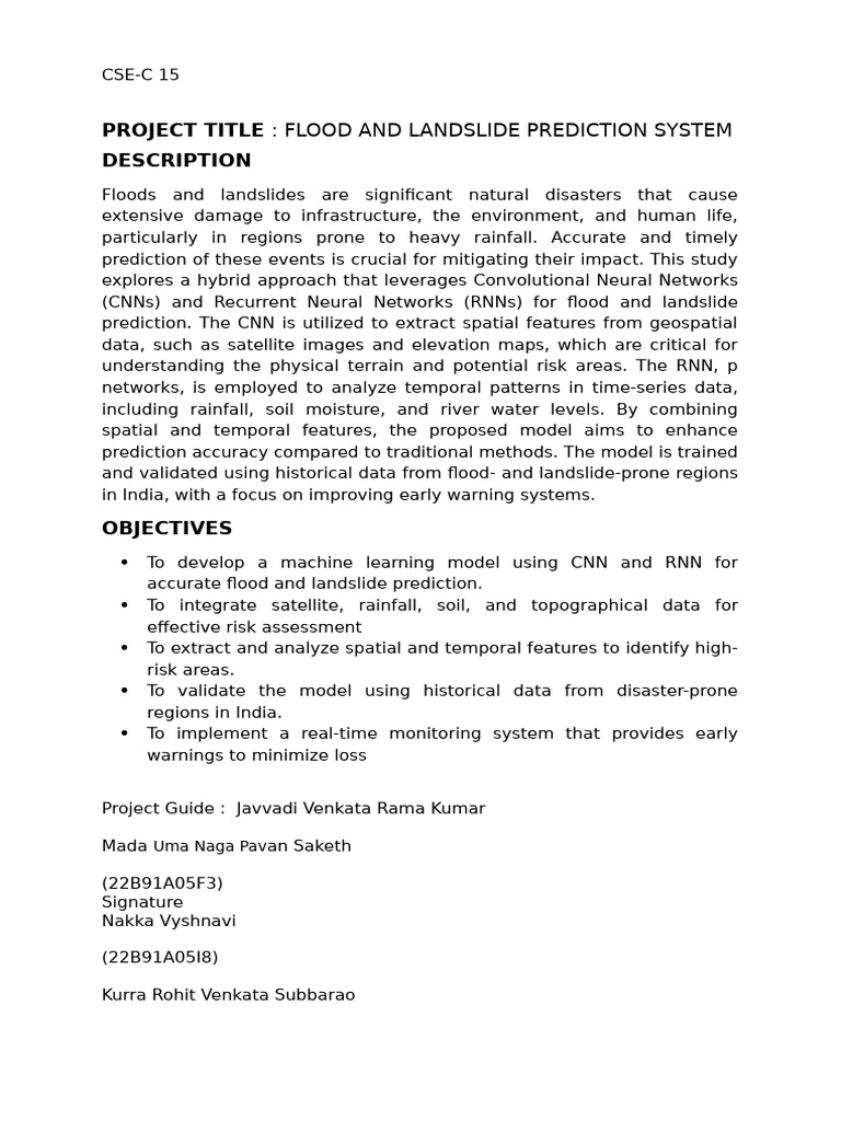 Flood and Landslide Prediction Model | PDF