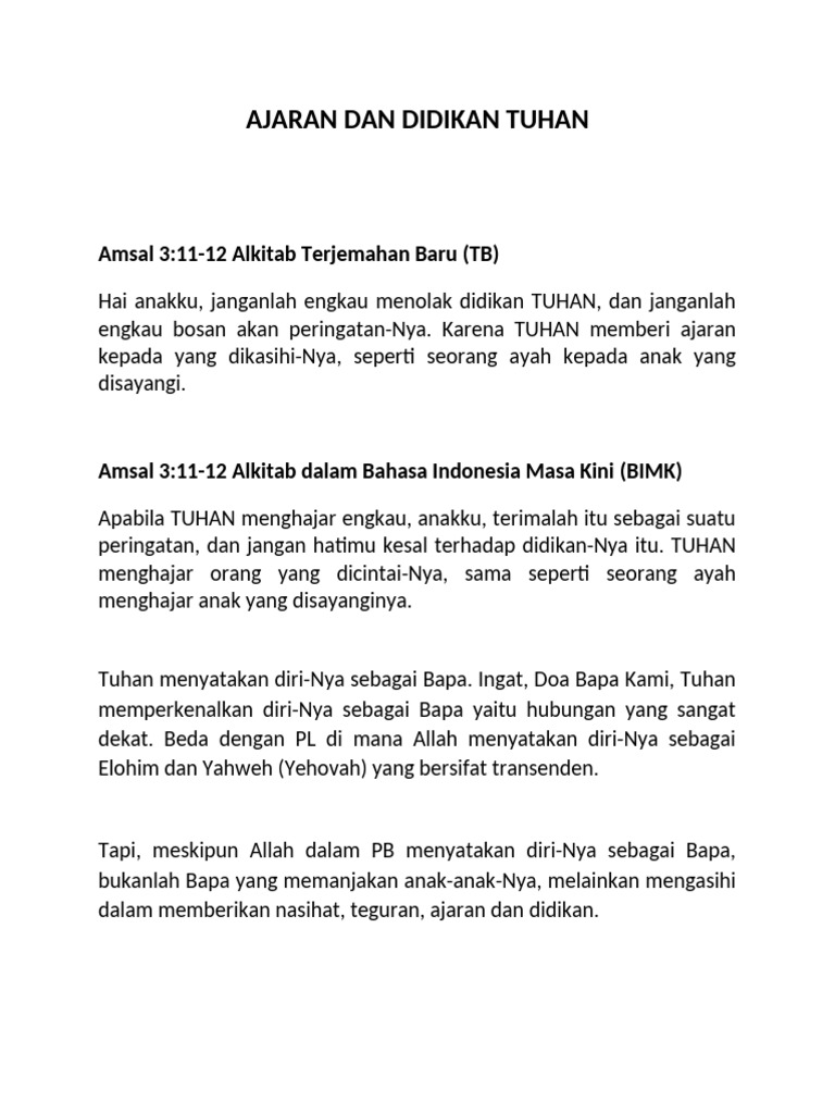 Didikan Tuhan: Kasih dalam Ajaran | PDF