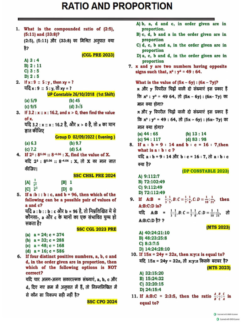 Ratio and Proportion | PDF