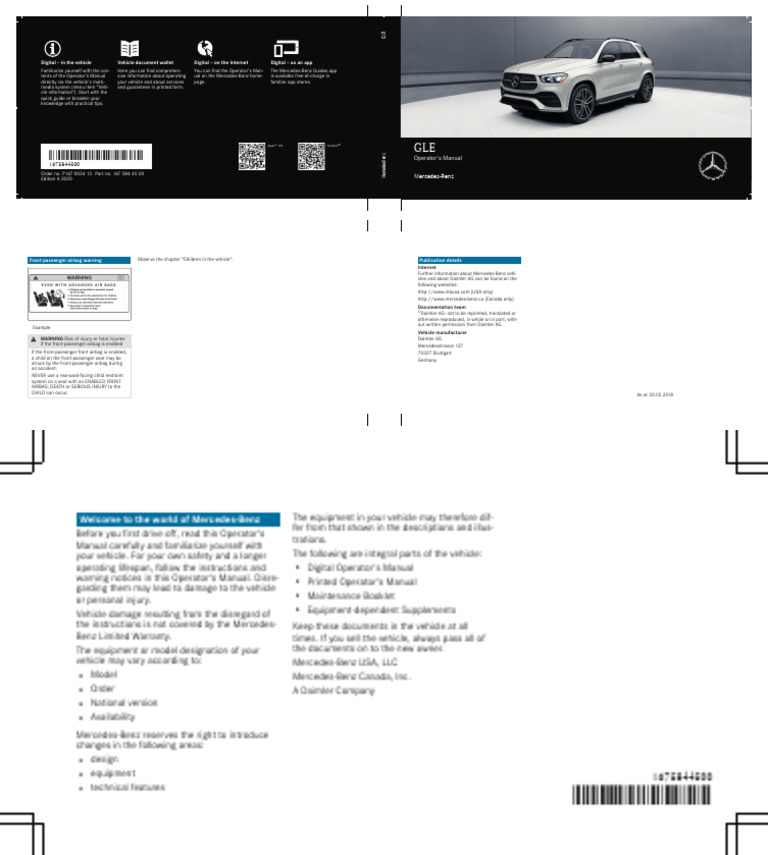 MB Gle450 Manual | PDF | High Voltage | Mercedes Benz