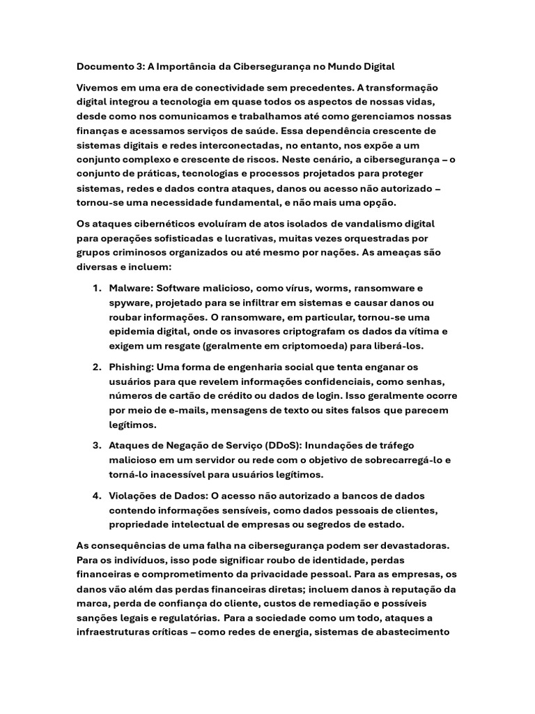 Cibersegurança: Protegendo o Mundo Digital | PDF | Segurança de ...