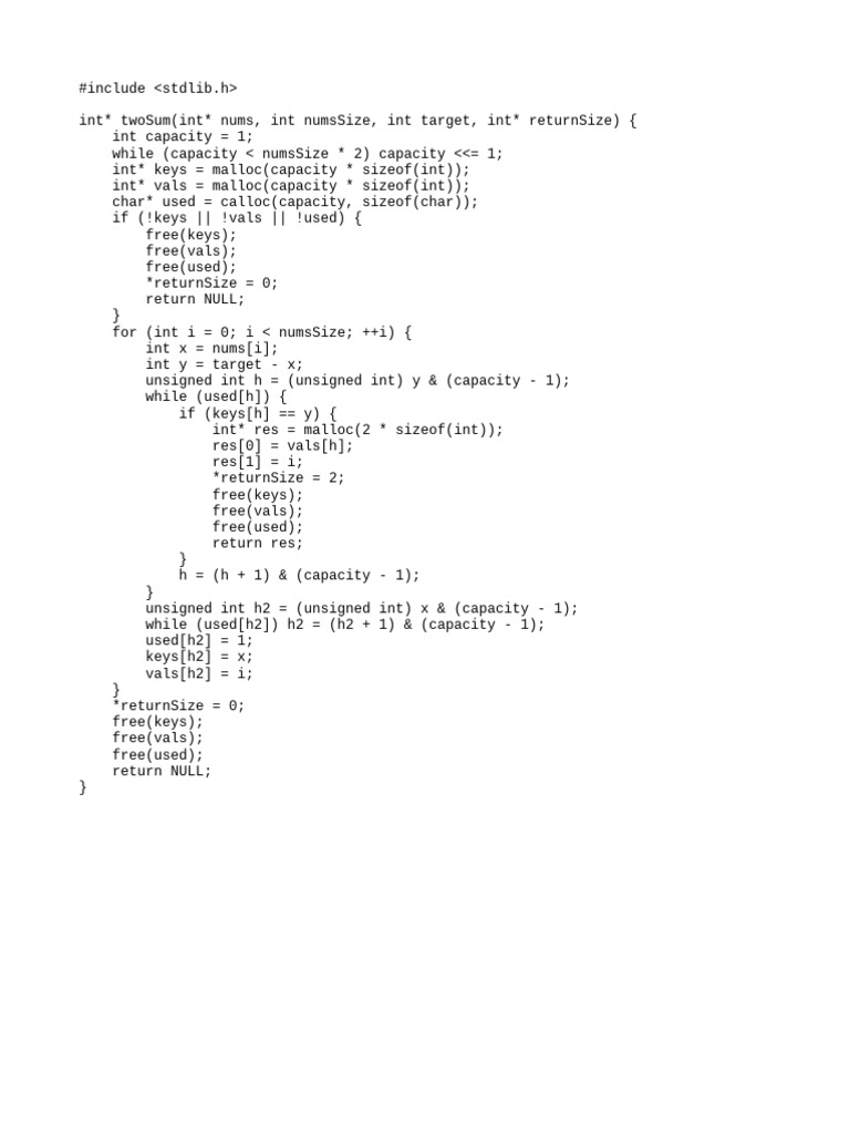 Efficient Two Sum Algorithm in C | PDF