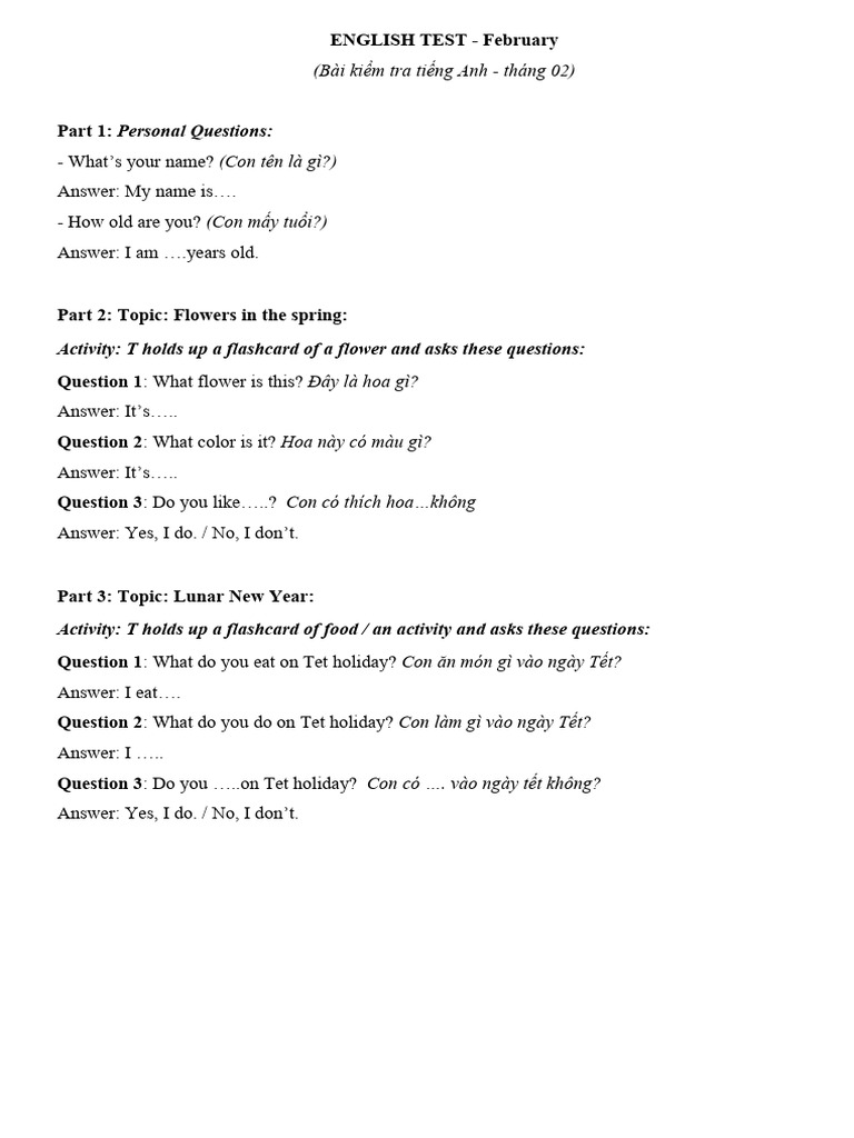 English Test - CH I | PDF