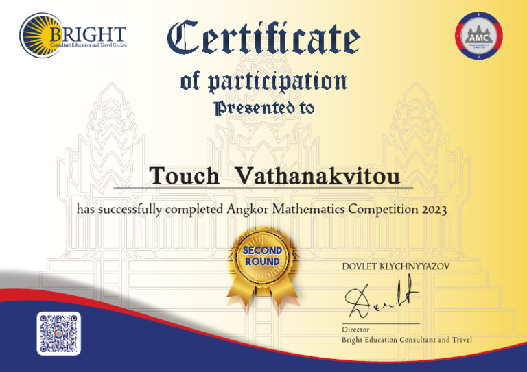 Touch Vathanakvitou: Has Successfully Completed Angkor Mathematics ...
