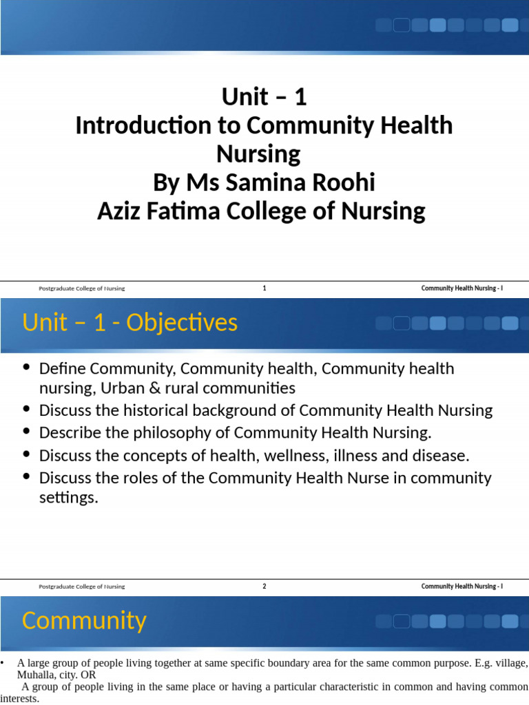Unit 1 Introduction To Community Health Nursing | PDF | Public Health ...