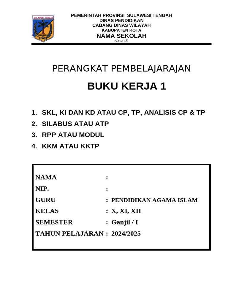 Contoh Cover RPP Pendidikan Agama Islam | PDF